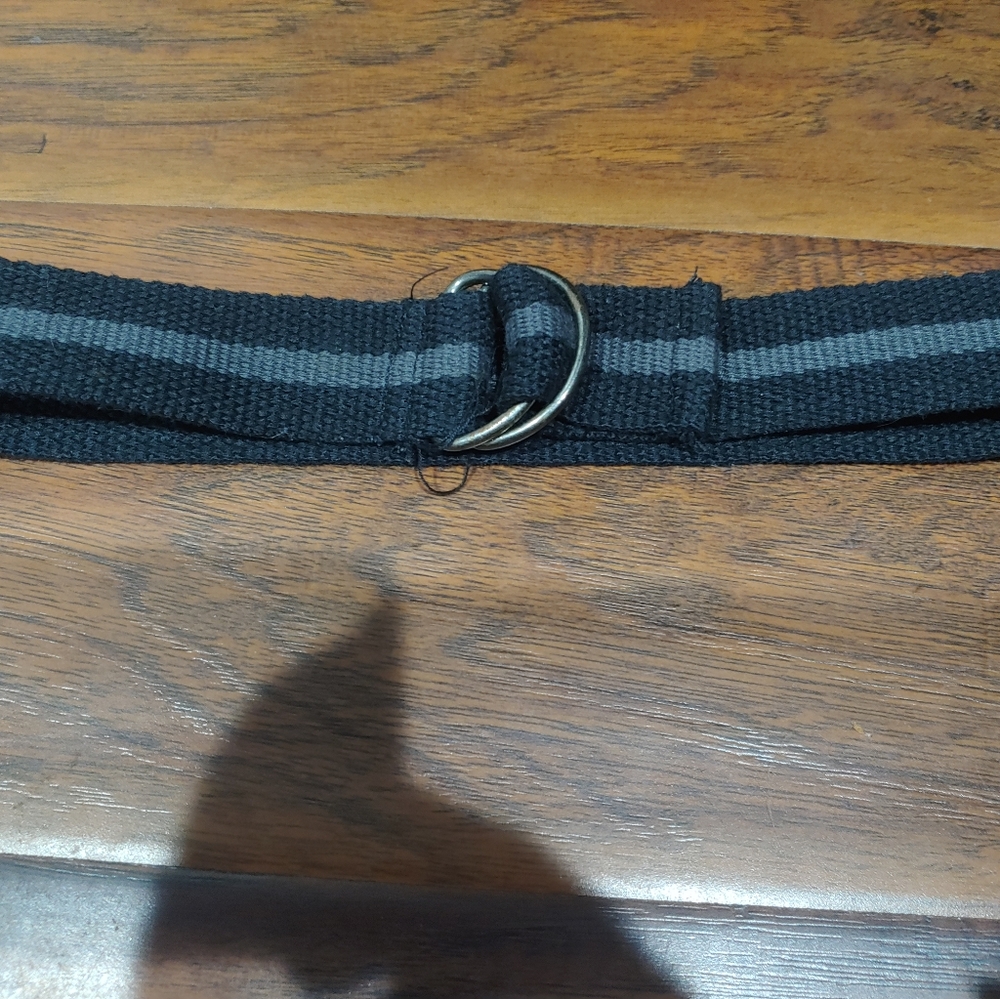 black & gray fabric belt